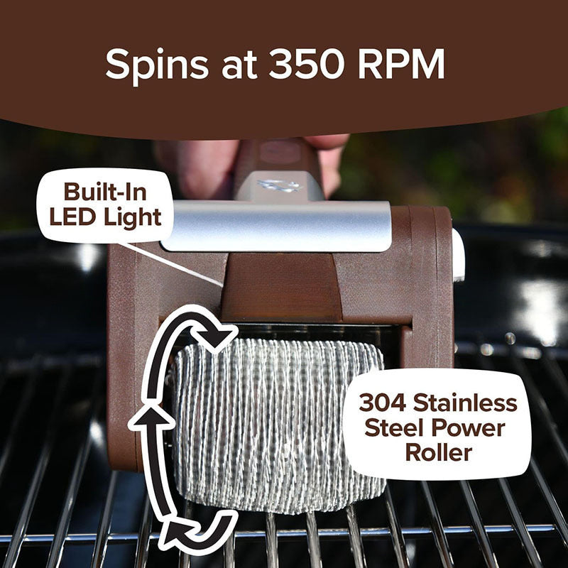 Rechargeable electric roller grill brush