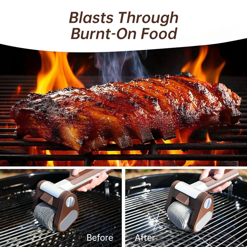 Rechargeable electric roller grill brush