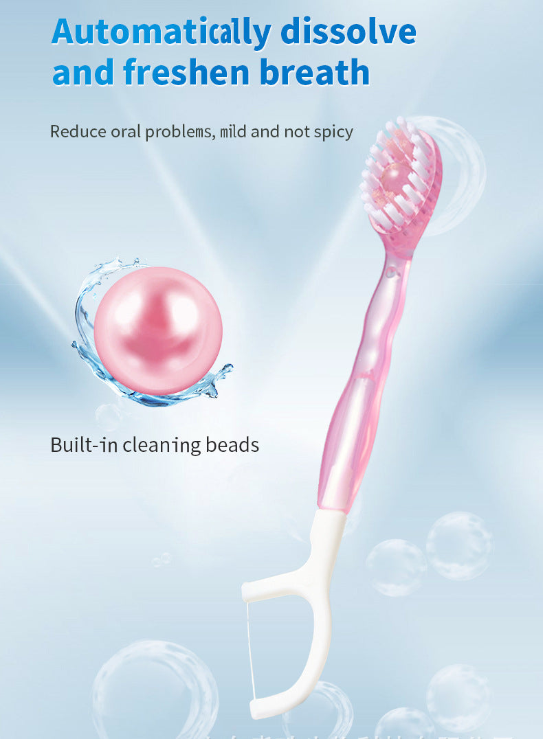Explosion bead disposable toothbrush mini multifunctional with soft bristles dental floss toothpick