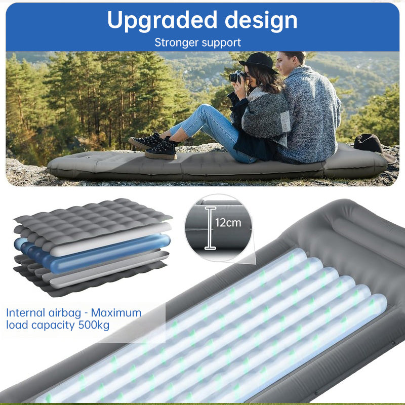 Outdoor thicken self-inflating camping mattress