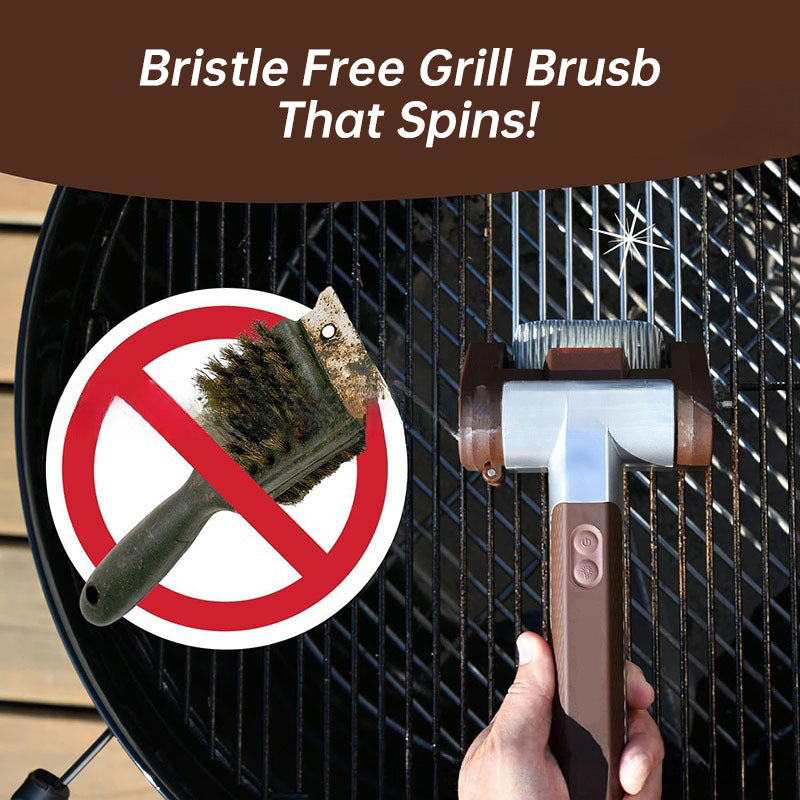 Rechargeable electric roller grill brush